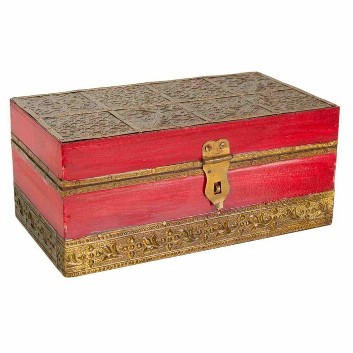 Caja-Joyero Alexandra House Living Rojo Latón Madera de mango Madera MDF 11 x 9 x 20 cm