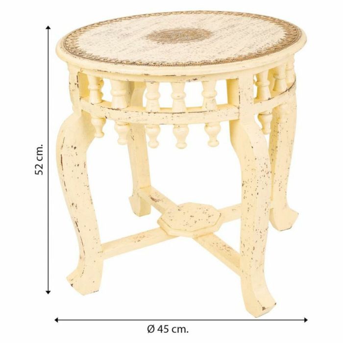 Mesa de Centro Alexandra House Living Marfil Latón Madera de mango Madera MDF 45 x 52 x 45 cm 1