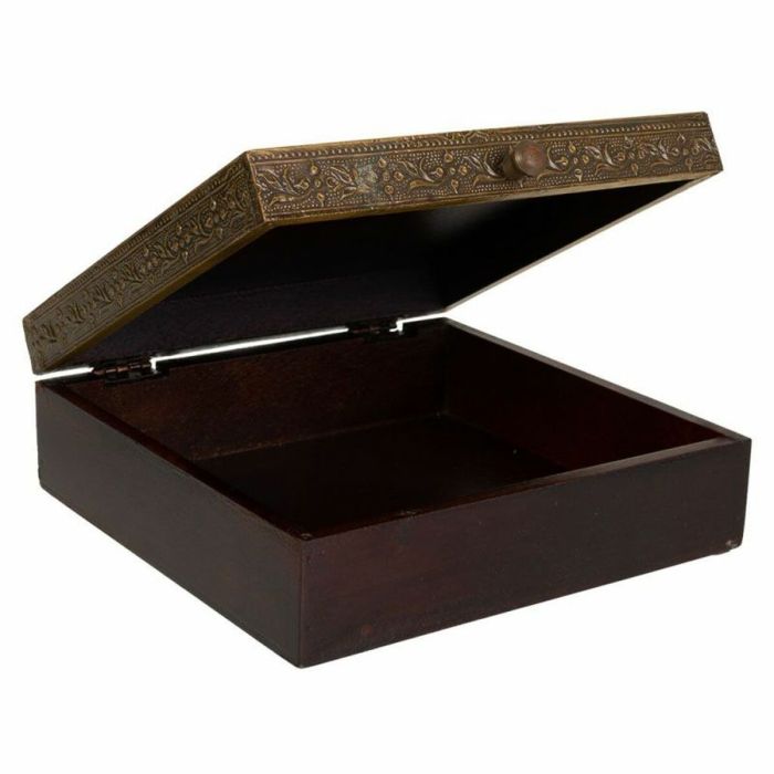 Caja-Joyero Alexandra House Living Marrón oscuro Latón Madera de mango Madera MDF 20 x 7 x 20 cm 3