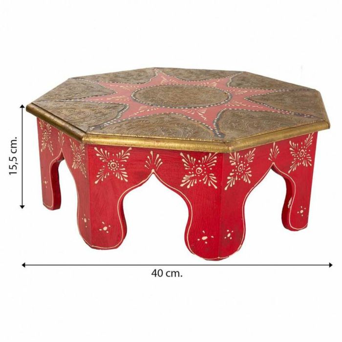 Mesa de Centro Alexandra House Living Blanco Rojo Latón Madera MDF 40 x 15 x 40 cm 1