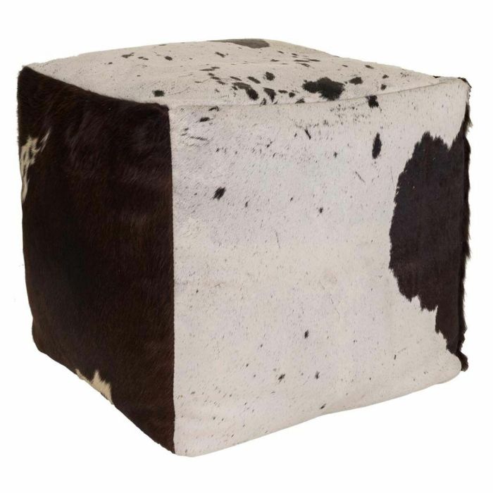 Puff Alexandra House Living Blanco Negro Cuero 40 x 40 x 40 cm