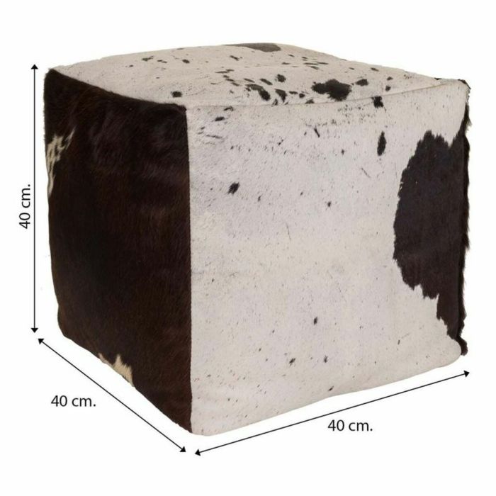 Puff Alexandra House Living Blanco Negro Cuero 40 x 40 x 40 cm 1