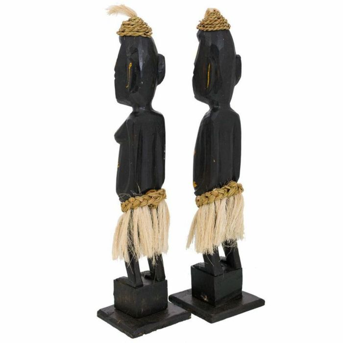 Set de Figuras Alexandra House Living Negro Madera Étnico 12 x 50 x 12 cm 2 Piezas 3