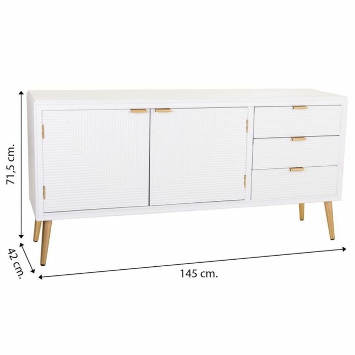 Aparador Alexandra House Living Blanco Dorado Madera MDF 42 x 71 x 145 cm 1