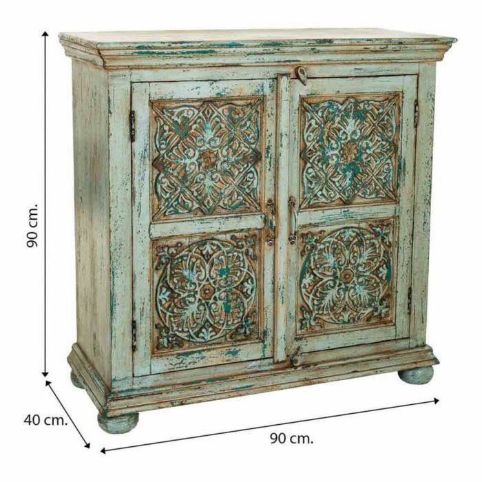 Consola Alexandra House Living Azul Madera de mango 40 x 90 x 90 cm 5