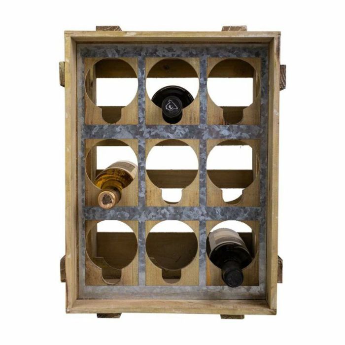 Botellero Alexandra House Living Natural Madera de abeto 32 x 43 x 33 cm 9 botellas Caja 7