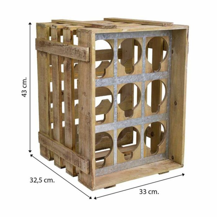 Botellero Alexandra House Living Natural Madera de abeto 32 x 43 x 33 cm 9 botellas Caja 1