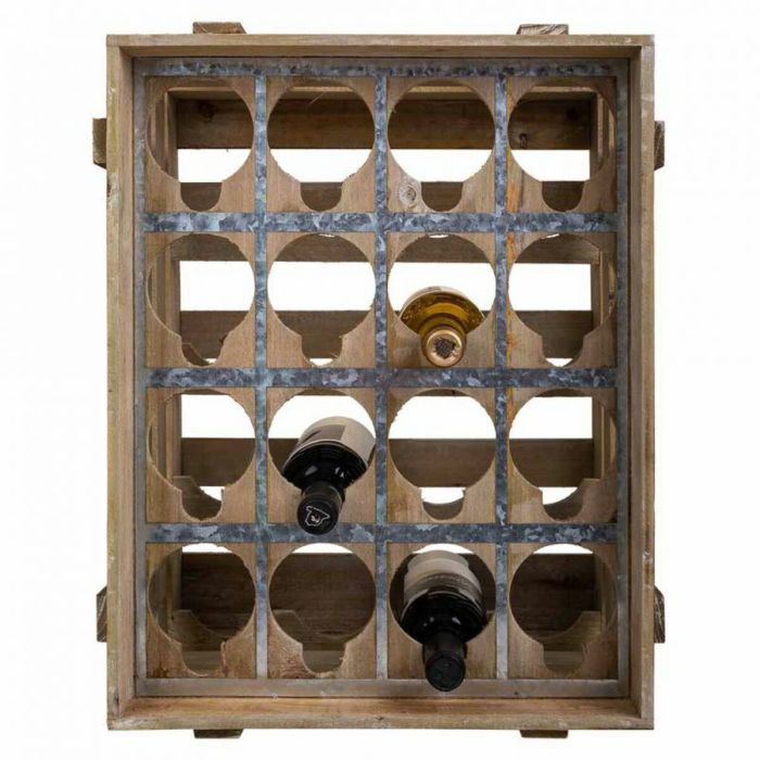 Botellero Alexandra House Living Natural Madera de abeto 32 x 55 x 41 cm 16 botellas Caja 7