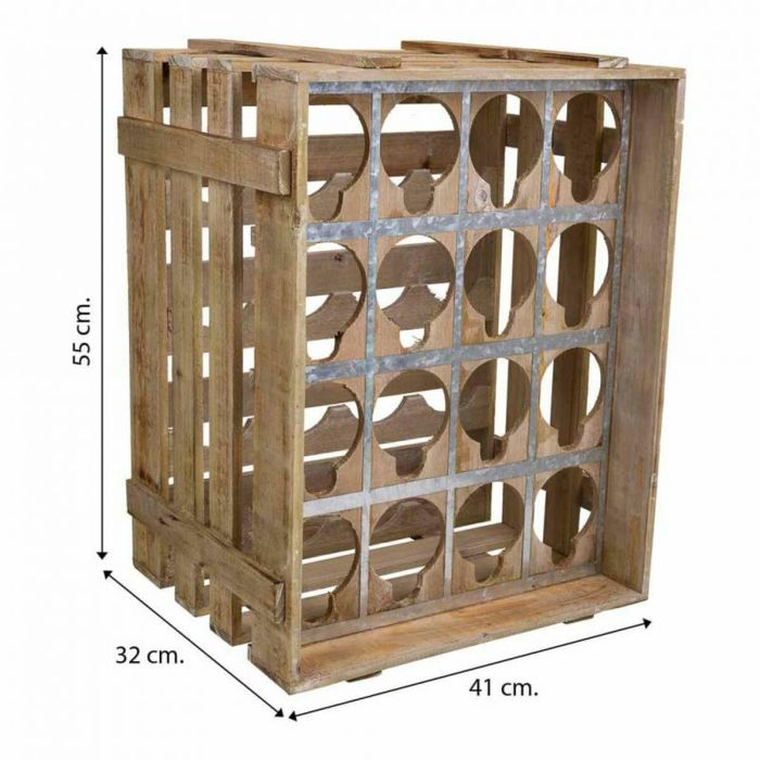 Botellero Alexandra House Living Natural Madera de abeto 32 x 55 x 41 cm 16 botellas Caja 1