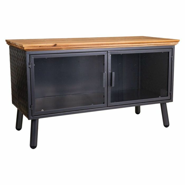 Mueble Auxiliar Alexandra House Living Marrón Negro Gris Vidrio Hierro Madera de abeto 42 x 55 x 94 cm