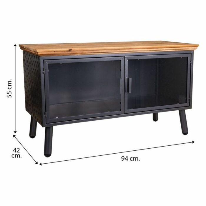 Mueble Auxiliar Alexandra House Living Marrón Negro Gris Vidrio Hierro Madera de abeto 42 x 55 x 94 cm 1