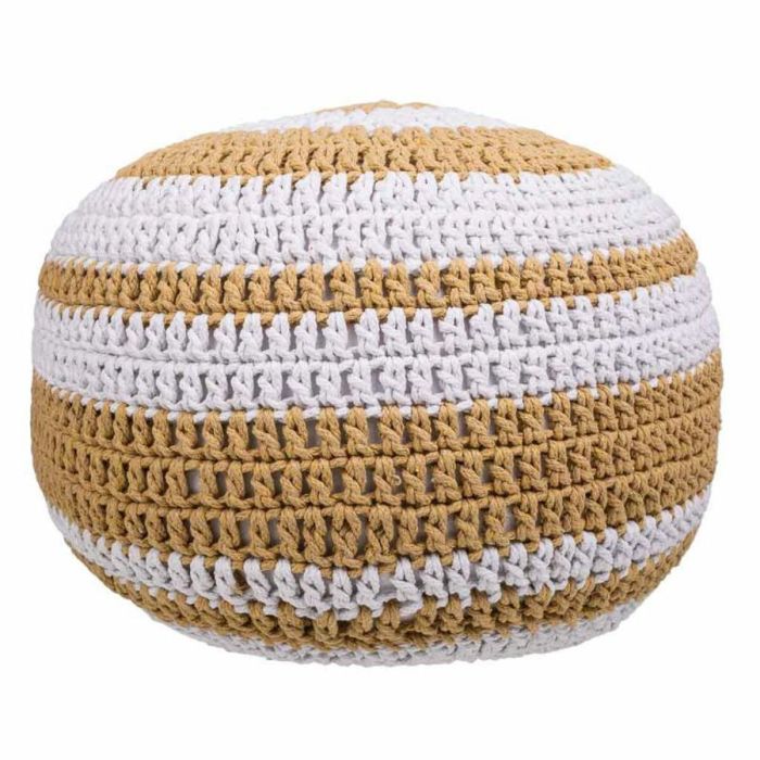 Puff Alexandra House Living Blanco Marrón Poliestireno 45 x 30 x 45 cm 4