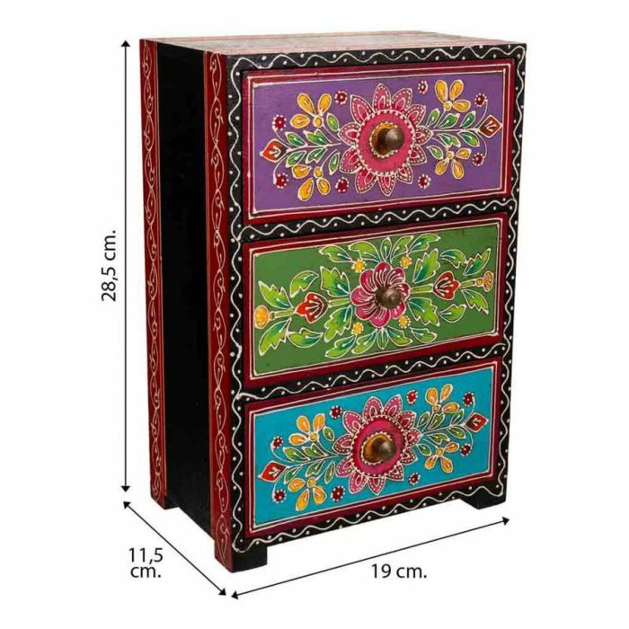 Caja-Joyero Alexandra House Living Pintura Madera MDF 11 x 28 x 19 cm 3 cajones 1