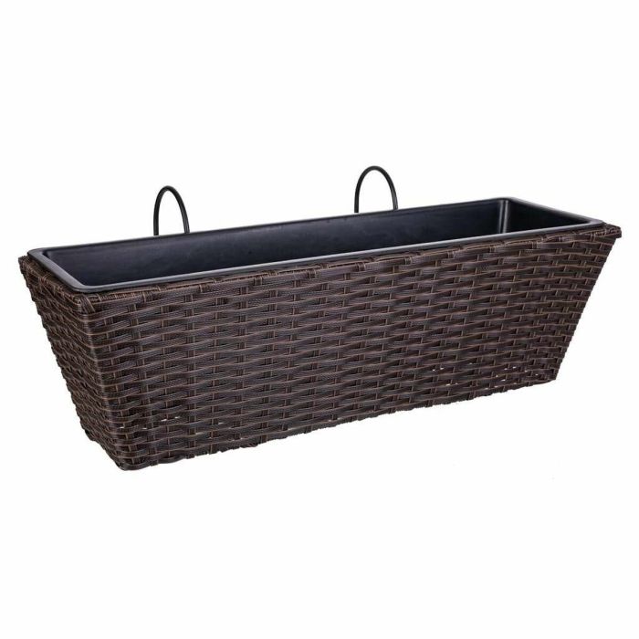 Maceta para Barandilla Alexandra House Living Marrón Hierro Ratán Plástico 20 x 19 x 61 cm