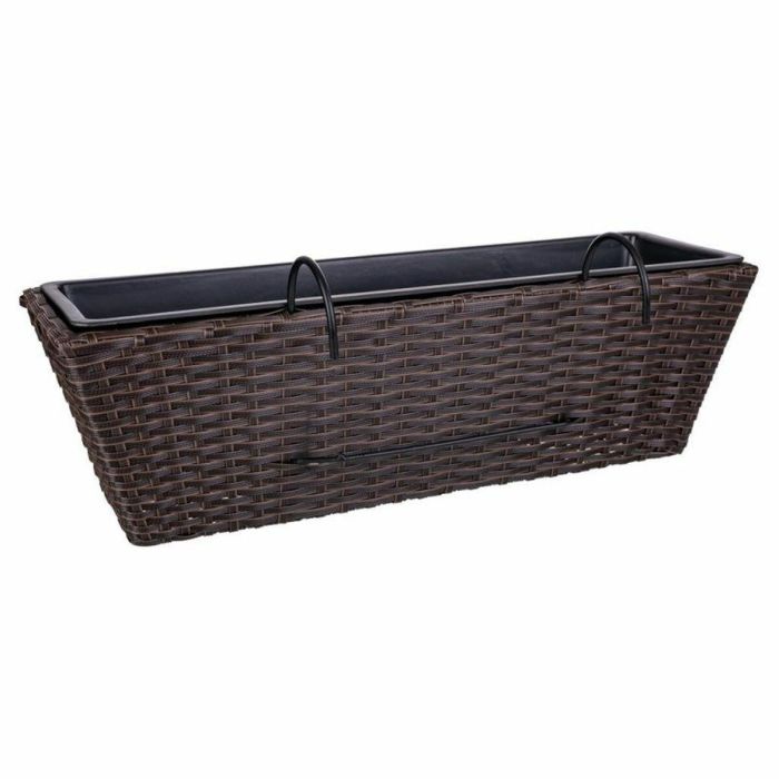 Maceta para Barandilla Alexandra House Living Marrón Hierro Ratán Plástico 20 x 19 x 61 cm 5