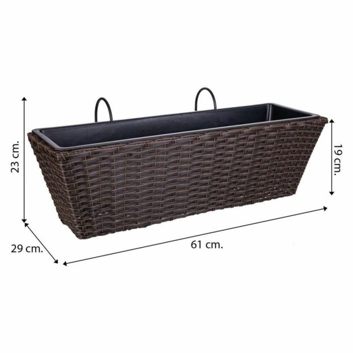 Maceta para Barandilla Alexandra House Living Marrón Hierro Ratán Plástico 20 x 19 x 61 cm 1