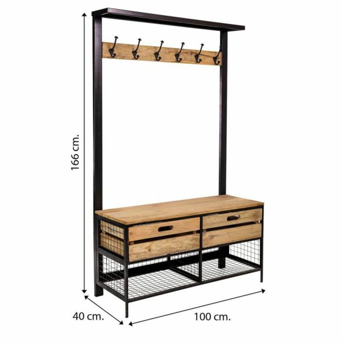 Recibidor Alexandra House Living Natural Hierro Madera de mango 40 x 166 x 100 cm 1