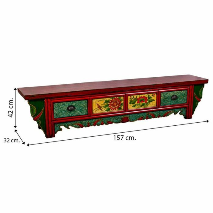 Cajonera multiusos Alexandra House Living Rojo Madera de olmo 32 x 42 x 157 cm 1 Cajonera multiusos Alexandra House Living Rojo Madera de olmo 32 x 42 x 157 cm 1