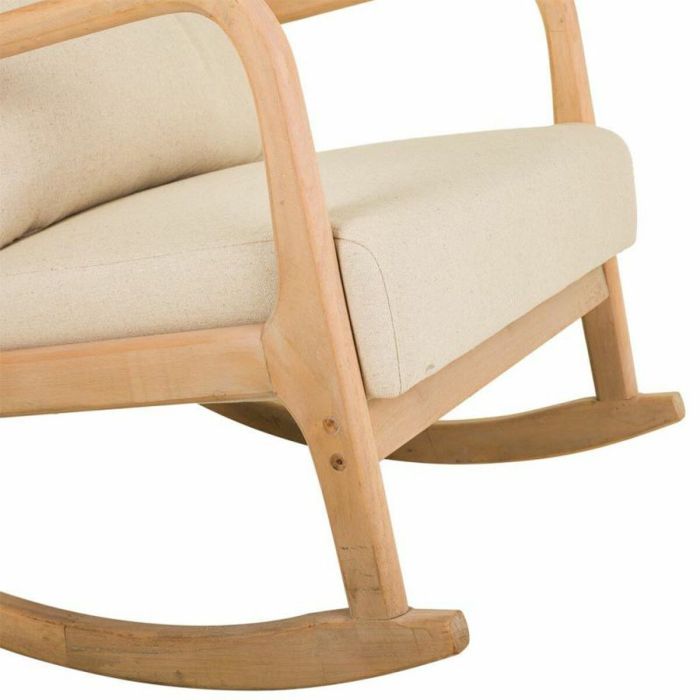 Silla mecedora Alexandra House Living Crema Goma Algodón Lino Madera 88 x 78 x 66 cm 5