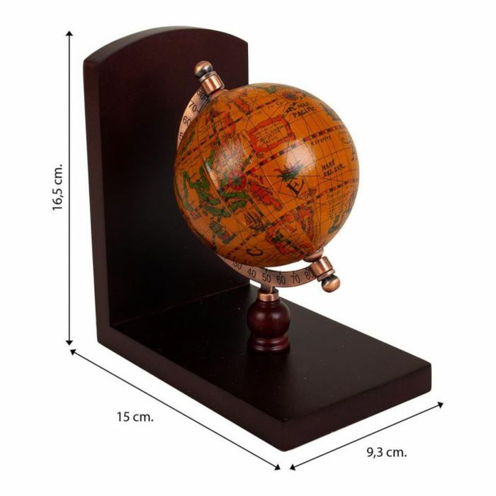 Sujetalibros Alexandra House Living Marrón Metal ABS Madera MDF Globo Terraqueo 9 x 16 x 15 cm 4