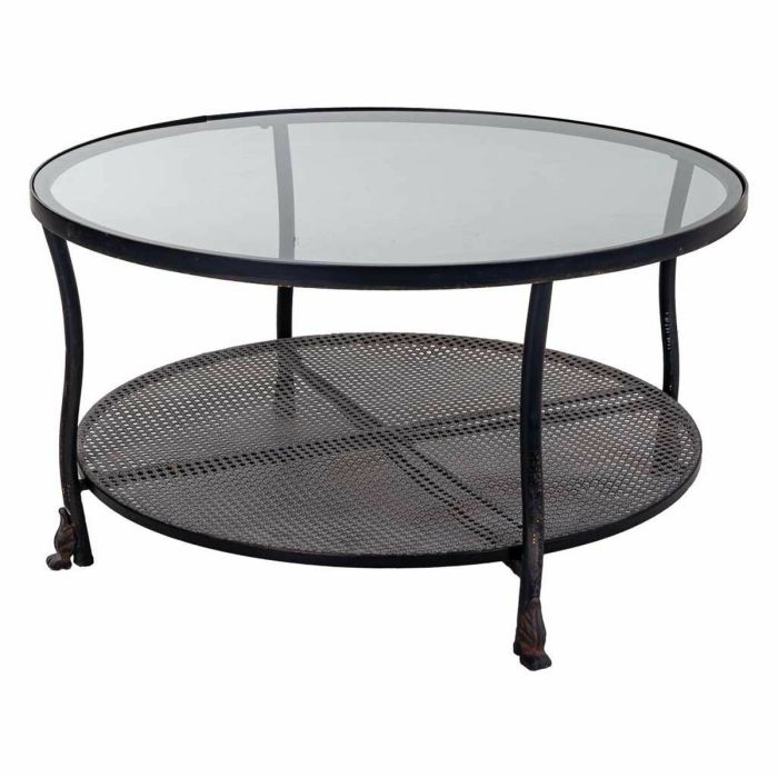 Mesa de Centro Alexandra House Living Negro Metal Vidrio 85 x 45 x 85 cm