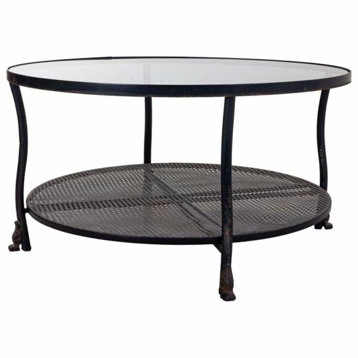 Mesa de Centro Alexandra House Living Negro Metal Vidrio 85 x 45 x 85 cm 4