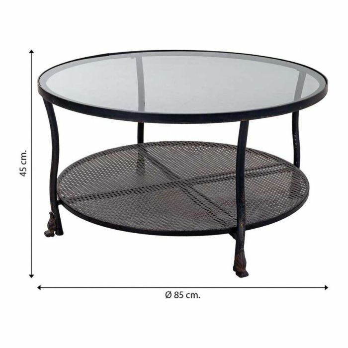 Mesa de Centro Alexandra House Living Negro Metal Vidrio 85 x 45 x 85 cm 1