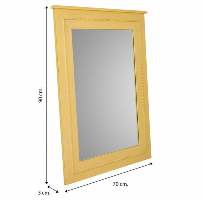 Espejo de pared Alexandra House Living Amarillo Vidrio Madera de abeto 3 x 90 x 70 cm 1