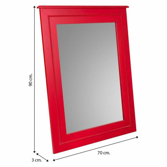 Espejo de pared Alexandra House Living Rojo Vidrio Madera de abeto 3 x 90 x 70 cm 1