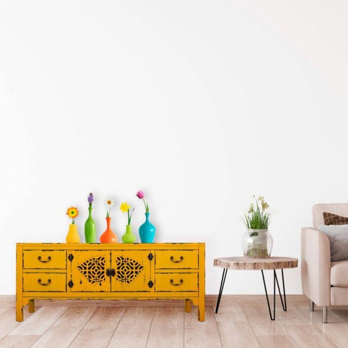 Cajonera multiusos Alexandra House Living Amarillo Madera de abeto Madera MDF 40 x 50 x 120 cm 8