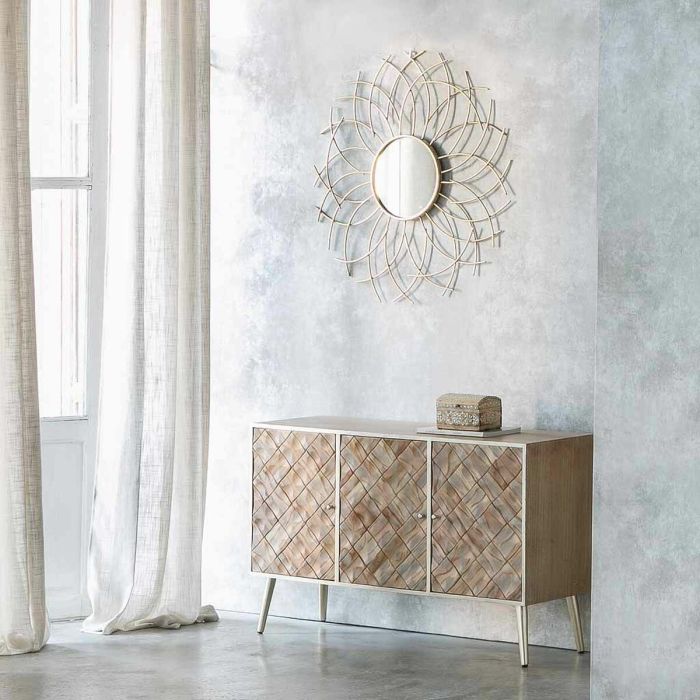 Espejo de pared Alexandra House Living Dorado Metal Vidrio 3 x 89 x 89 cm 6