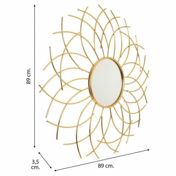 Espejo de pared Alexandra House Living Dorado Metal Vidrio 3 x 89 x 89 cm 4