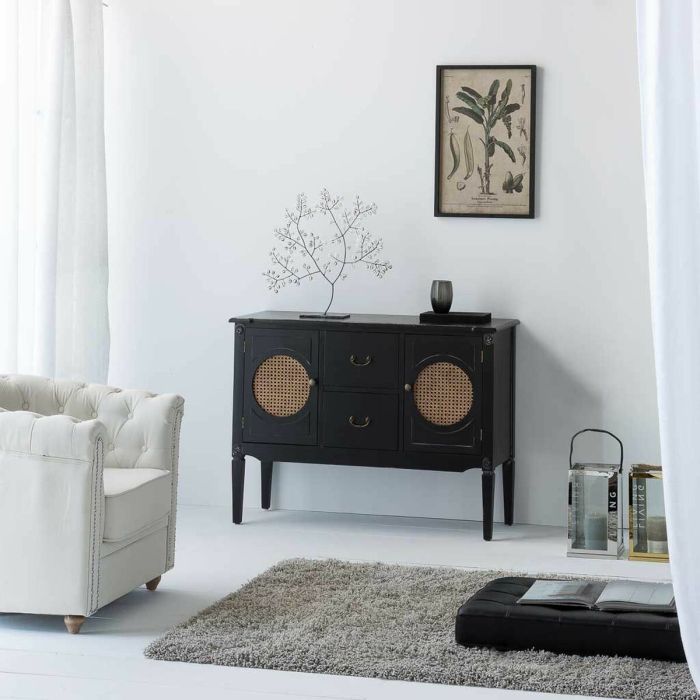 Aparador Alexandra House Living Negro Ratán Madera de abeto 40 x 78 x 106 cm 8