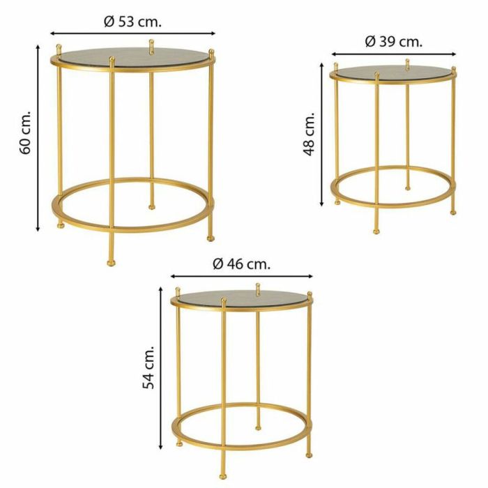 Juego de 3 mesas Alexandra House Living Oro 53 x 60 x 53 cm 4