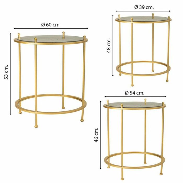 Juego de 3 mesas Alexandra House Living Oro 53 x 60 x 53 cm 4