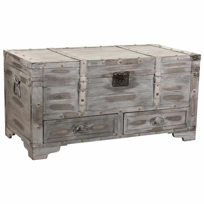 Baúl Alexandra House Living Gris PVC Madera Metal 45 x 45 x 90 cm Estilo vintage