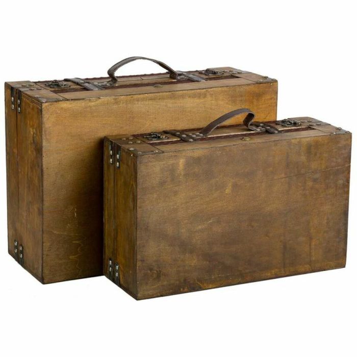 Juego de Maletas Alexandra House Living Marrón PVC Madera Metal Tela Vintage 31 x 17 x 45 cm 40 x 24 x 13,5 cm Decorativo 2 Piez 4