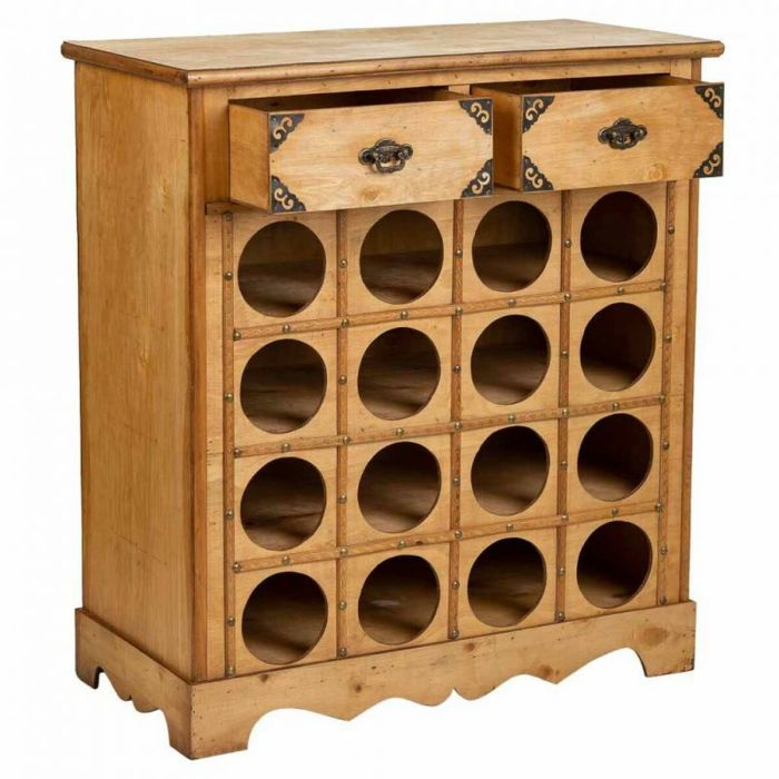 Botellero Alexandra House Living Marrón Madera Metal 31 x 69 x 63 cm Mueble 2 cajones 16 botellas 5