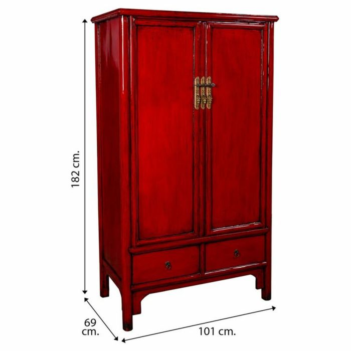 Armario Alexandra House Living Rojo Madera Madera de olmo 69 x 182 x 101 cm 1