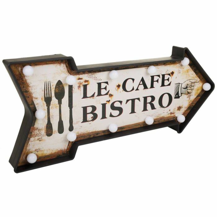 Placa de Pared Alexandra House Living Le Cafe Bistro Blanco Hierro 27 x 5 x 65 cm Iluminación