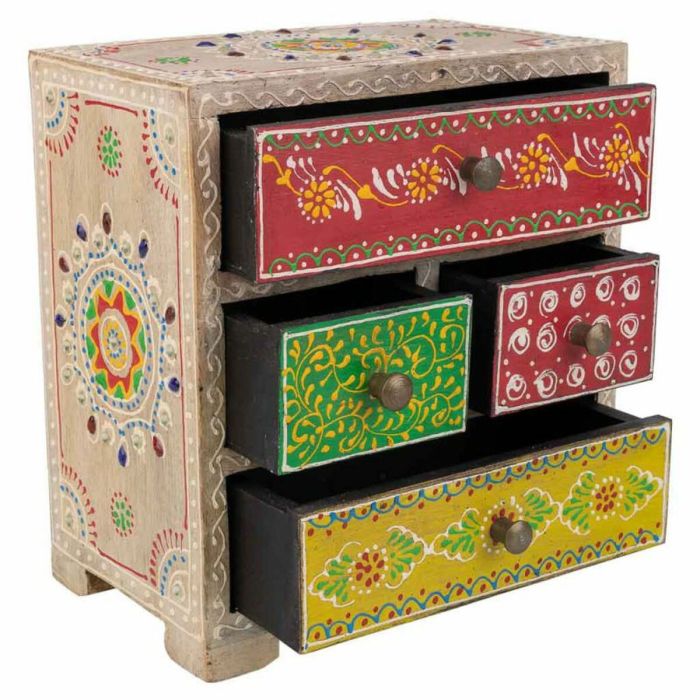 Caja-Joyero Alexandra House Living Multicolor Natural Madera de mango Madera MDF 11 x 20 x 19 cm 5 cajones 6