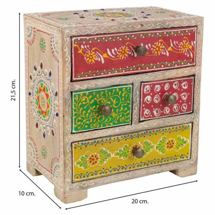 Caja-Joyero Alexandra House Living Multicolor Natural Madera de mango Madera MDF 11 x 20 x 19 cm 5 cajones 4