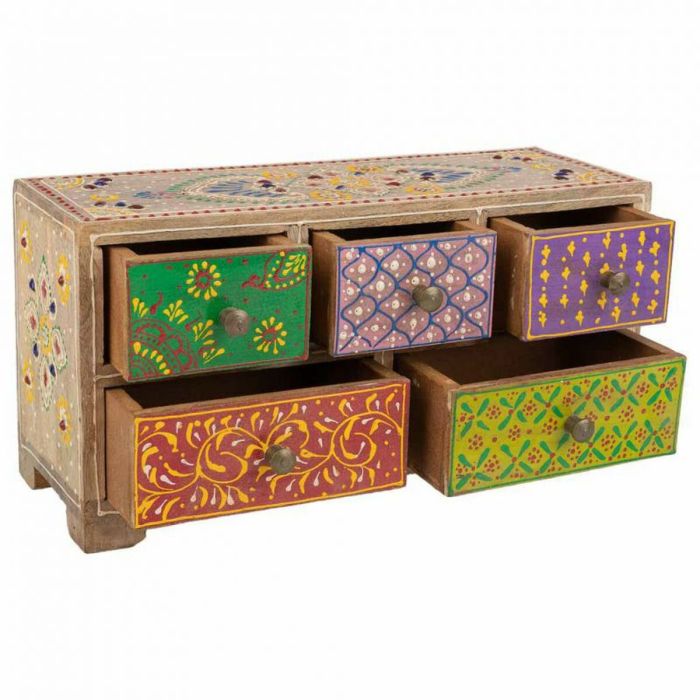 Caja-Joyero Alexandra House Living Multicolor Natural Madera de mango Madera MDF 10 x 15 x 30 cm 5 cajones 6