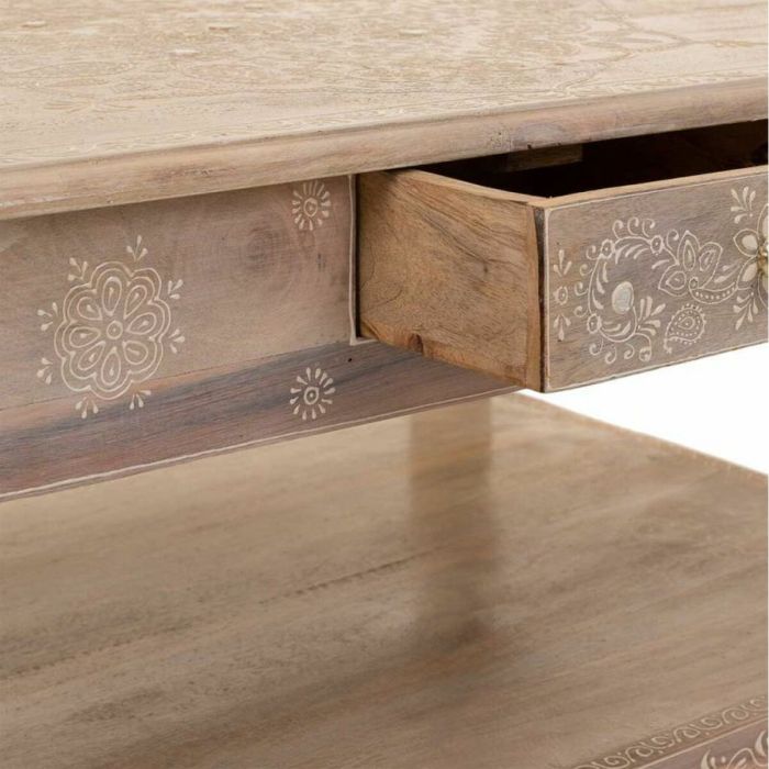 Mesa de Centro Alexandra House Living Blanco Natural Madera de mango Madera MDF 60 x 40 x 86 cm 2