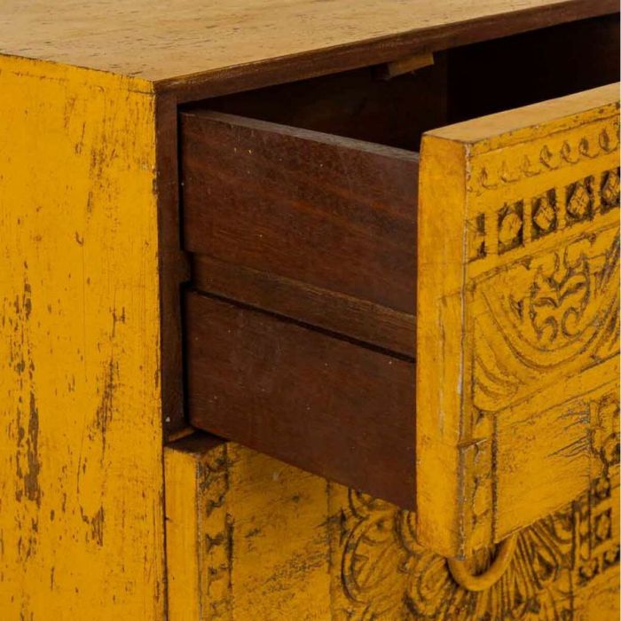 Cajonera Alexandra House Living Amarillo Hierro Madera de mango 40 x 100 x 45 cm 2