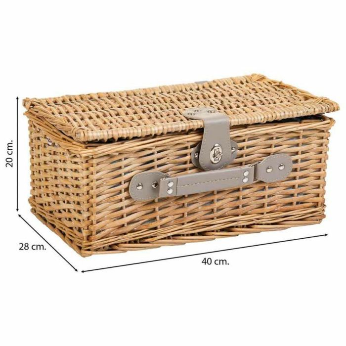 Cesta de Picnic Alexandra House Living Gris Natural Mimbre 6