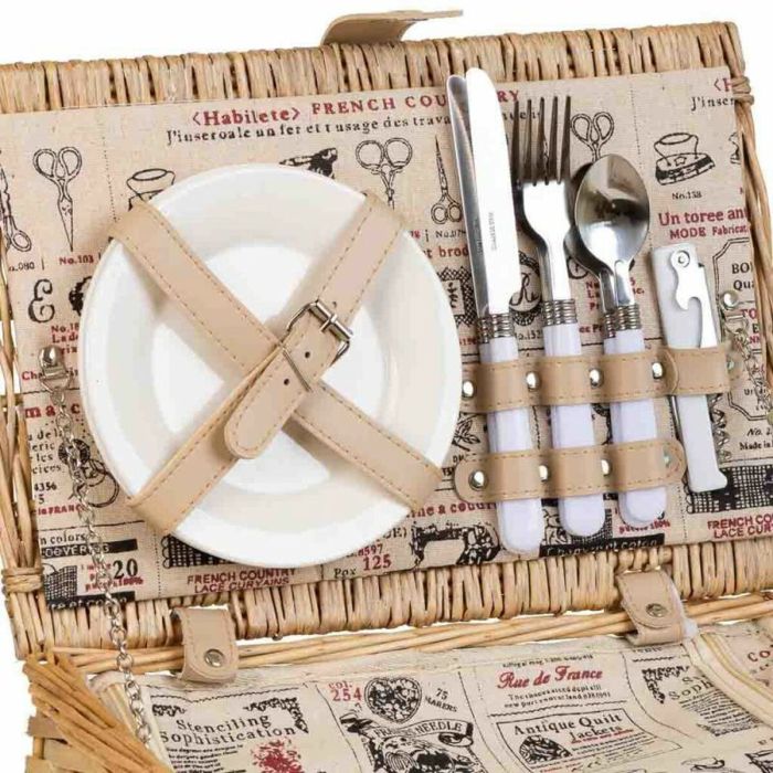 Cesta de Picnic Alexandra House Living Gris Natural Mimbre 3