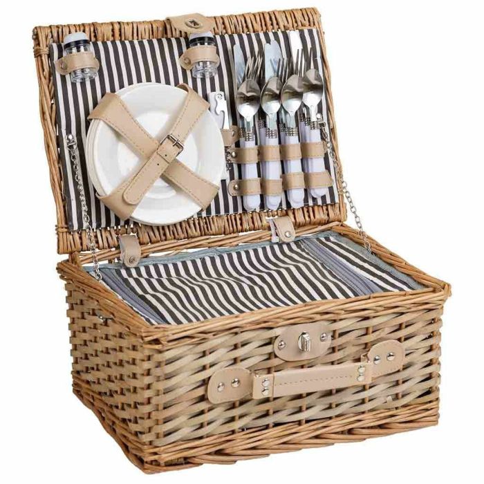 Cesta de Picnic Alexandra House Living Gris Natural Mimbre