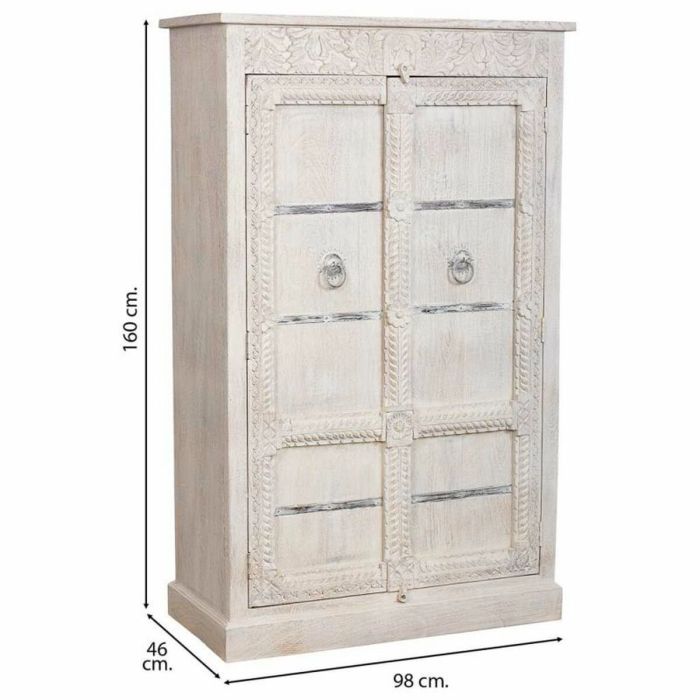 Armario ropero Alexandra House Living Blanco Madera de mango 98 x 160 x 46 cm 5