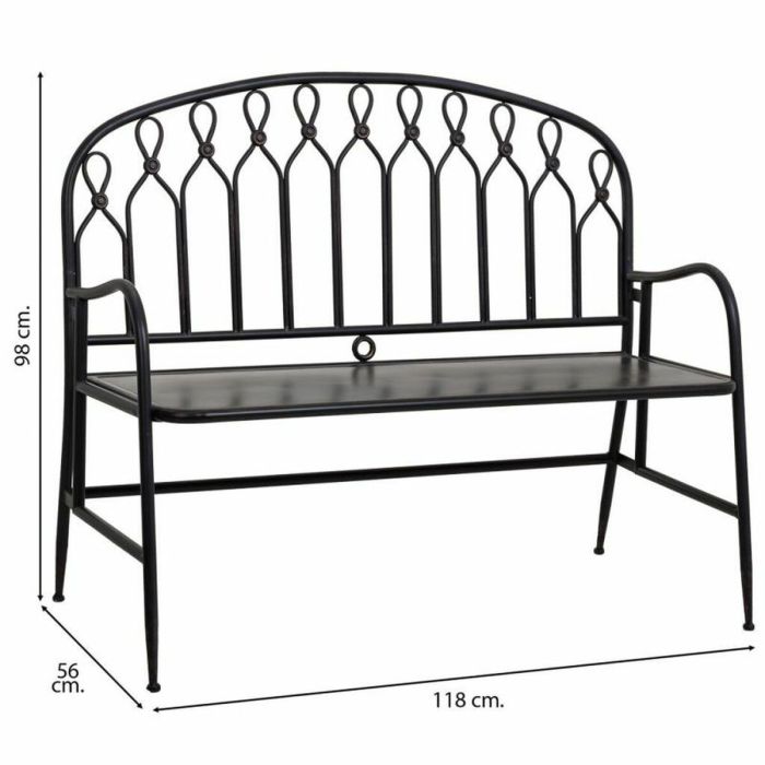 Banco Alexandra House Living Negro Metal 56 x 98 x 118 cm 2